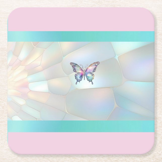 Eleganter Holographic Butterfly Paper Untersetzer (Vorderseite)