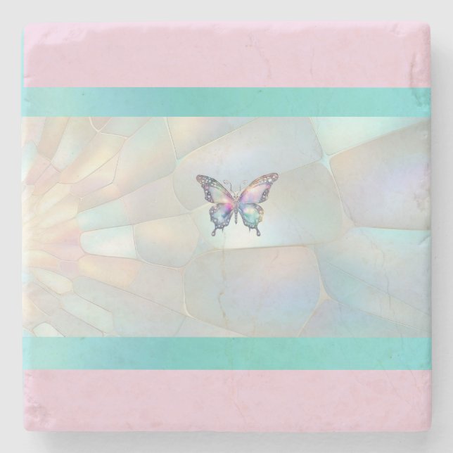 Eleganter Holographic Butterfly Stone Untersetzer (Vorderseite)