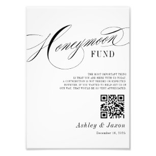 Eleganter Honeymoon Fund Sign Fotodruck