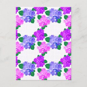 Eleganter Hortensien-Rosa-Violett-Blumenstrauß Feiertagspostkarte