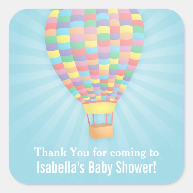 Eleganter Hot Air Balloon Baby Shower Sticker (Vorderseite)