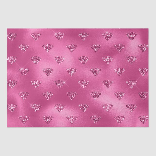 Eleganter Hot Pink Glitzer Diamonds Pattern Seidenpapier (Vorderseite)