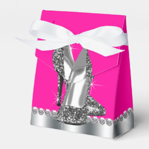 Eleganter Hot Pink Glitzer High Heel Shoe Geschenkschachtel