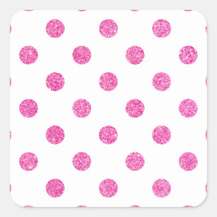 Eleganter Hot Pink Glitzer Polka Dots Muster Quadratischer Aufkleber