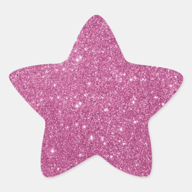 Eleganter Hot Pink Glitzer Star Sticker (Vorderseite)