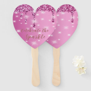 Eleganter Hot Pink Glitzer Tropfen Bachelorette Fächer