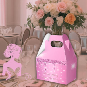 Eleganter Hot Pink Glitzer Tropfen Bachelorette Geschenkschachtel