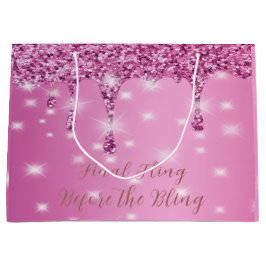 Eleganter Hot Pink Glitzer Tropfen Bachelorette Große Geschenktüte