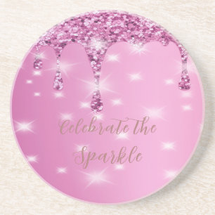 Eleganter Hot Pink Glitzer Tropfen Bachelorette Un Getränkeuntersetzer
