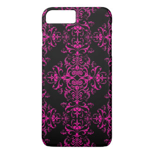 Eleganter Hot Pink und Viktorianischer Schwarz-Sty Case-Mate iPhone Hülle