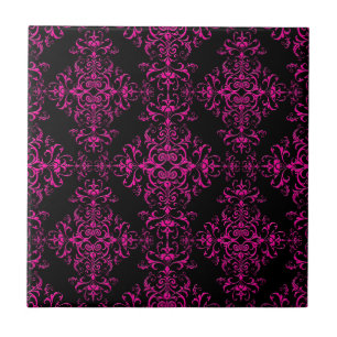 Eleganter Hot Pink und Viktorianischer Schwarz-Sty Fliese