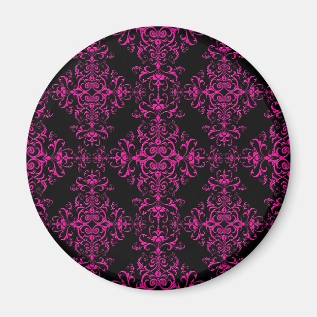 Eleganter Hot Pink und Viktorianischer Schwarz-Sty Magnet (Vorne)