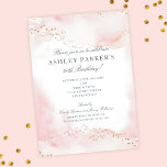 Eleganter Hübsch rosa Gold Glitzer 30. Geburtstag Einladung<br><div class="desc">Diese hübsche 30. Geburtstagseinladung besticht durch einen sanften und süß rosa Aquarell mit goldenen Glitzer-Punkten aus Imitat. Die Typografie ist klassisch und zeitlos. Es verfügt über Party-Zubehör. Sehen Sie mehr Artikel in der Sammlung... </div>