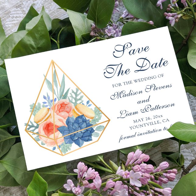 Eleganter Hübscher blumengeschmackvoller Macaron Save The Date (Von Creator hochgeladen)