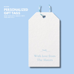 Eleganter Hübscher Girly Blue Bow Individuelle Nam Geschenkanhänger