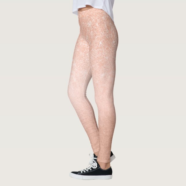 Eleganter hübscher Gradient Kupfergold-Rose Glitze Leggings (Links)