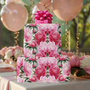 Eleganter Hübscher rosafarbener Peonies Blumenurla Geschenkpapier