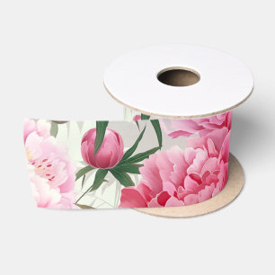 Eleganter Hübscher rosafarbener Peonies Blumenurla Satinband