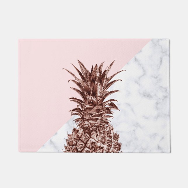 Eleganter hübscher Rose-Ananas-weißer Marmor Fußmatte (Vorderseite)