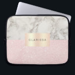 Eleganter hübscher Rose Gold Glitzer & weißer Marm Laptopschutzhülle<br><div class="desc">Stilvolle Imitate Rose Gold Glitzer & Weiß Marmor Design.</div>