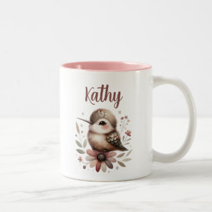 Eleganter Hummingbird Personalisierter Name Zweifarbige Tasse