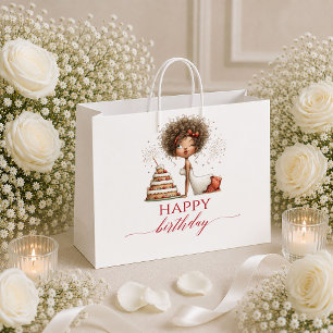 Eleganter Humor Frau Burgunderrotes Geburtstagsges Große Geschenktüte