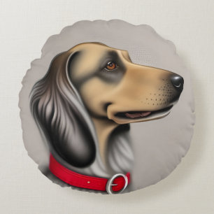 Eleganter Hund Elegantes Haustier-Porträt Home-Dek Rundes Kissen