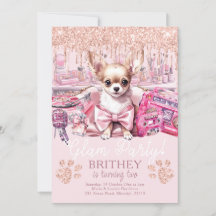 Eleganter Hund Glitzer Glam Birthday