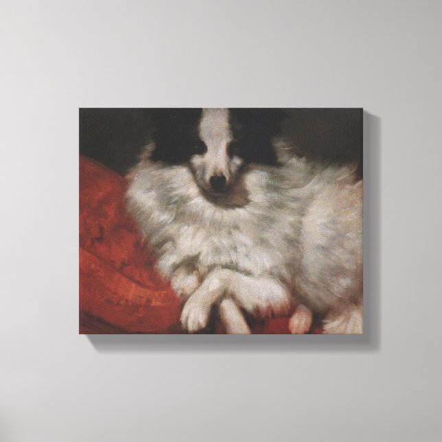 Eleganter Hund sitzend auf einem Kissen (Gustave C Leinwanddruck (Vorderseite)