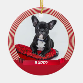 Eleganter Hund Welpe Foto Red Ribbon Keramik Ornament