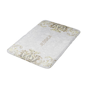 Eleganter Imitat Glitzer und goldener, blumengesch Badematte