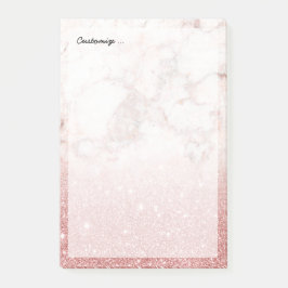 Eleganter Imitat-Rosen-GoldGlitzer weißes Post-it Klebezettel