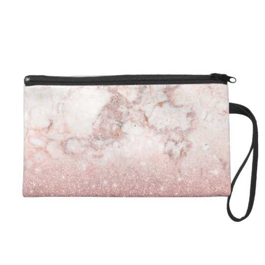 Eleganter Imitat-Rosen-GoldGlitzer weißes Wristlet