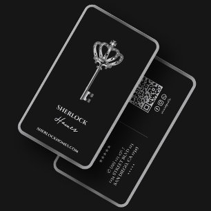 Eleganter Immobilienmakler Schwarz Silber Schlüsse Visitenkarte