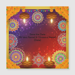 Eleganter indischer Rangoli Save-the-Date-Magnet Magnetkarte