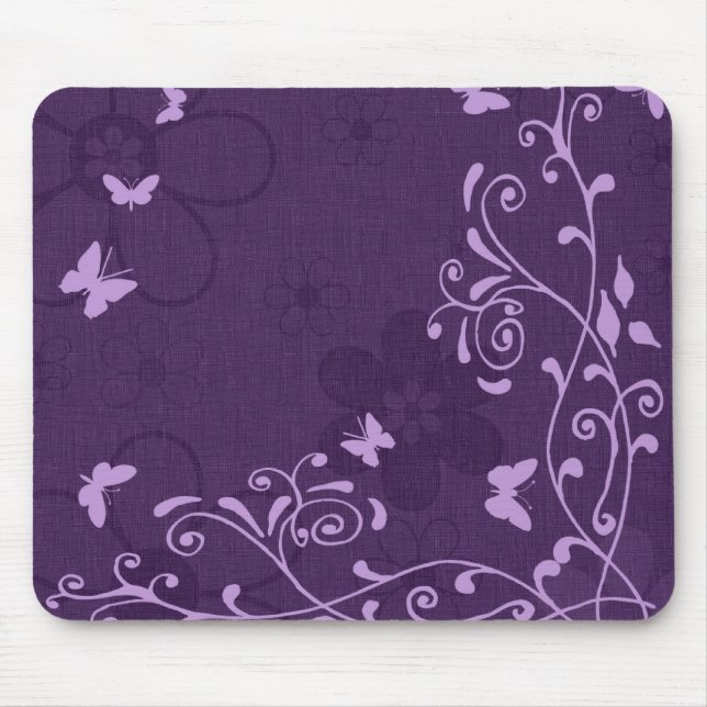 Eleganter, individualisierbarer Lila Schmetterling Mousepad (Vorne)