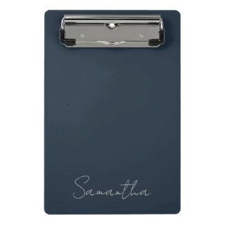 Eleganter Individuelle Name Dark Blue Mini Klemmbrett