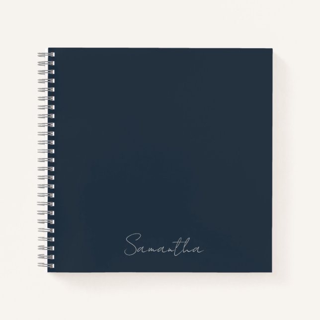 Eleganter Individuelle Name Dark Blue Notebook Notizbuch (Vorderseite)