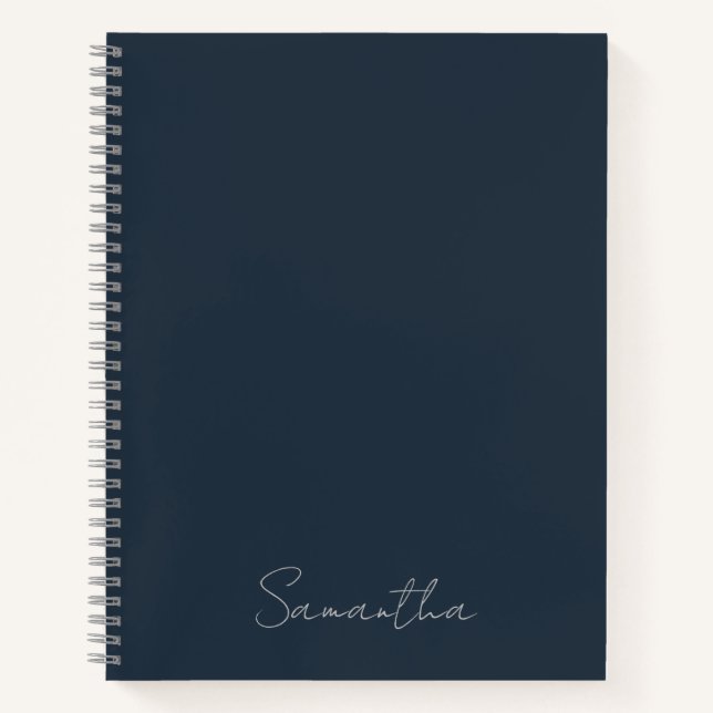 Eleganter Individuelle Name Dark Blue Notebook Notizbuch (Vorderseite)