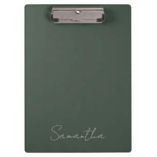 Eleganter Individuelle Name Dark Green Klemmbrett