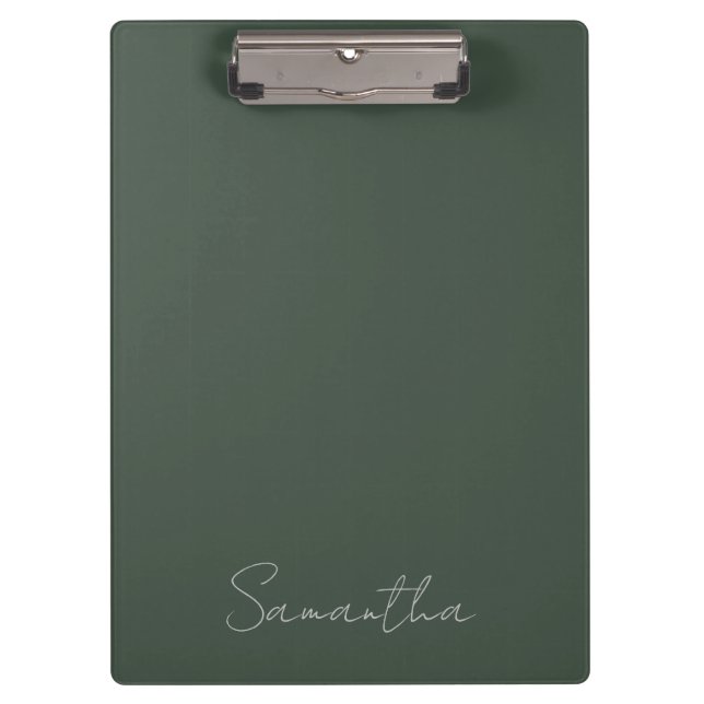 Eleganter Individuelle Name Dark Green Klemmbrett (Vorderseite)