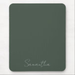 Eleganter Individuelle Name Dark Green Mousepad<br><div class="desc">Eleganter Individuelle Name Mouse Mat in dunkelgrün mit Namen in silberner Handschrift. Füllen Sie einfach Ihren Namen aus oder passen Sie ihn an,  um Ihre personalisierte Maus-Matte zu erstellen.</div>