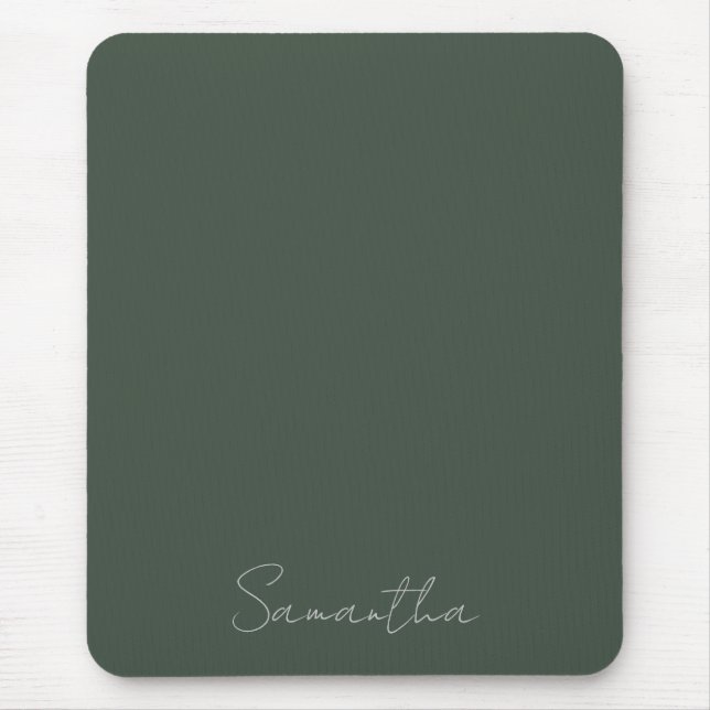 Eleganter Individuelle Name Dark Green Mousepad (Vorne)