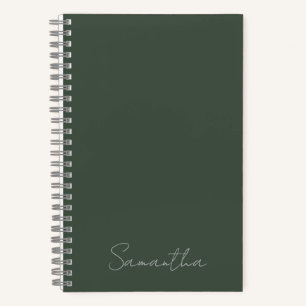Eleganter Individuelle Name Dark Green Notizbuch