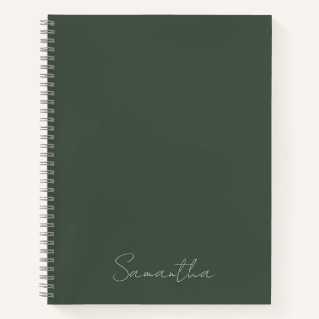 Eleganter Individuelle Name Dark Green Notizbuch (Vorderseite)