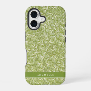 Eleganter Individuelle Name Green Botanical iPhone 16 Hülle