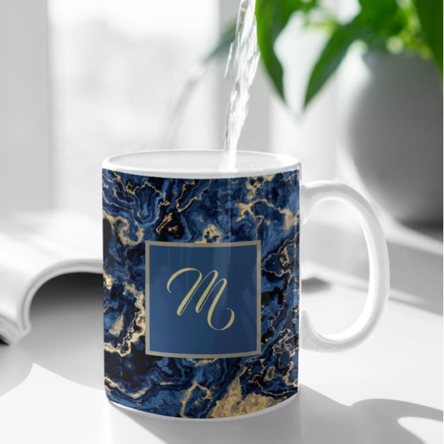 Eleganter Individuelle Name-Kaffee aus blau-goldfa Kaffeetasse (Von Creator hochgeladen)