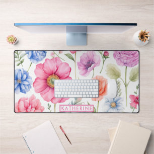 Eleganter Individuelle Name mit floralen Watercolo Schreibtischunterlage