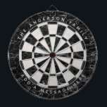 Eleganter Individuelle Name mit Schwarz-weißem Mar Dartscheibe<br><div class="desc">Elegantes Dartboard-Design mit abwechselnd schwarzem Marmor und weißen Marmordreiecken. Ein Name und eine Nachricht werden oben und unten in weißen Kappen als Bogentext geschrieben.</div>