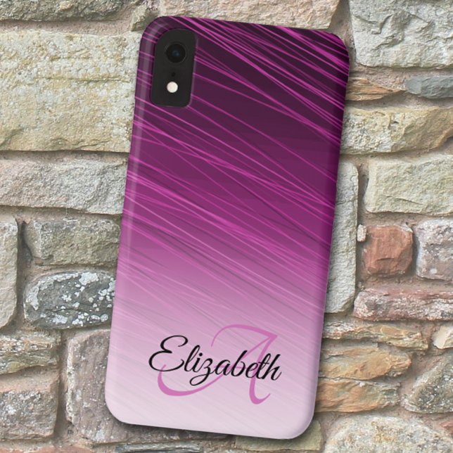 Eleganter Individuelle Name Monogram Lila Ombre St Case-Mate iPhone Hülle (Von Creator hochgeladen)